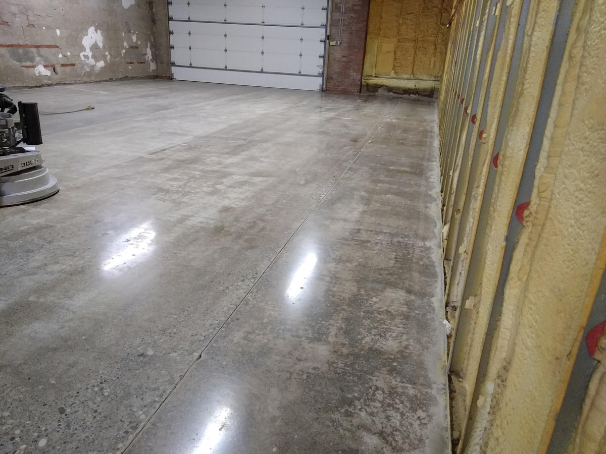 a shiny, polished floor in a warehouse