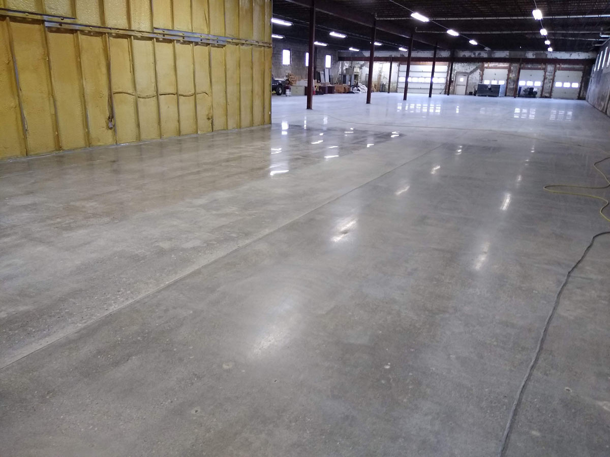 a shiny, polished floor in a warehouse